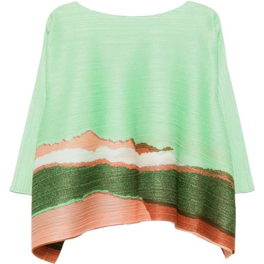 Pleats Please Issey Miyake top grainy colors - verde