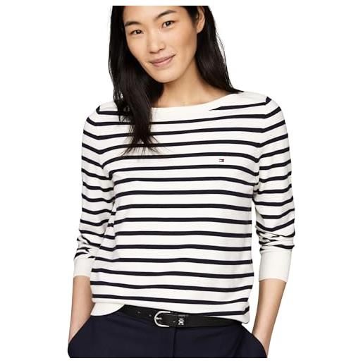Tommy Hilfiger pullover donna pullover in maglia, multicolore (ivory petal/desert sky stp), xxs