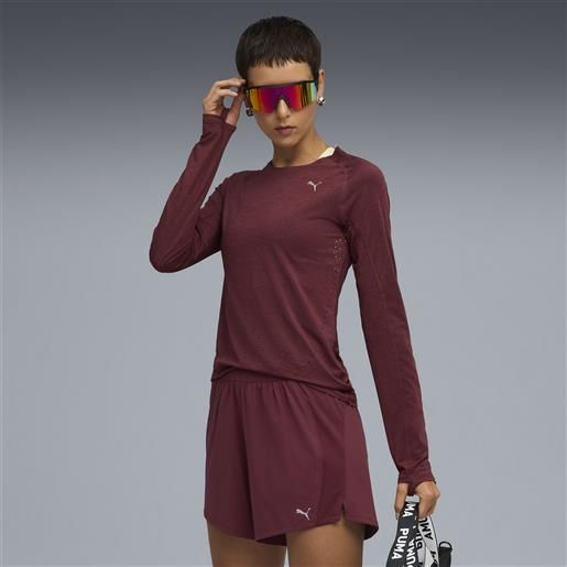 PUMA top da running run cloudspun da donna, abbigliamento, rosso, xxs