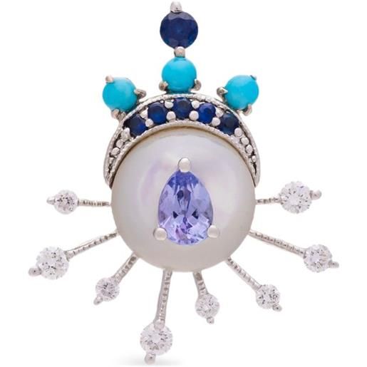 Kalthams Pavilion Jewellery orecchino eclipse in oro bianco 18 carati con diamanti e tanzanite - argento