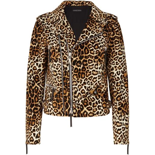 Giuseppe Zanotti giacca biker amelia con stampa - marrone
