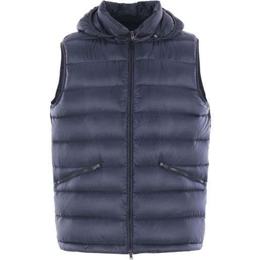 Herno gilet trapuntato con cappuccio - blu