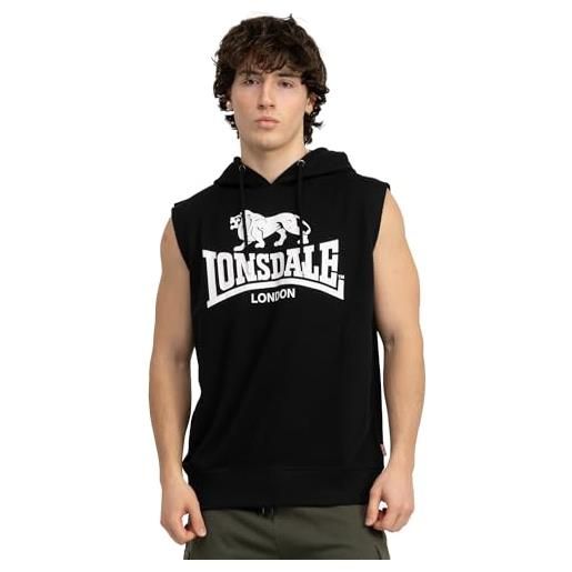 Lonsdale bignor sleeveless - felpa con cappuccio, taglia xl, nero , xl