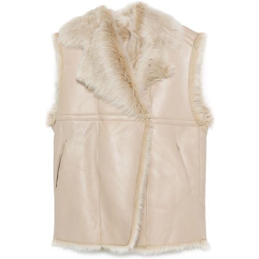 IRO gilet in pelle con orlo in pelliccia - toni neutri
