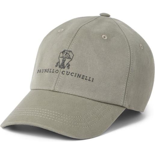 Brunello Cucinelli cappello da baseball in cotone con ricamo 3d - verde