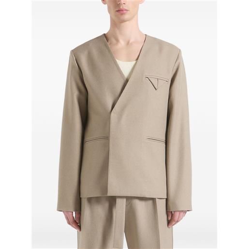 Manière De Voir blazer doppiopetto colin senza colletto - toni neutri