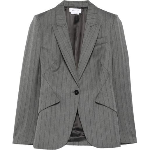 Alexander McQueen giacca monopetto gessata - grigio