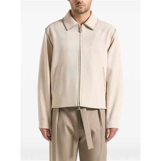 Manière De Voir giacca alex boxy in twill con impunture - toni neutri