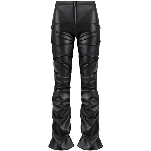 Manière De Voir pantaloni caroline svasati in pelle - nero