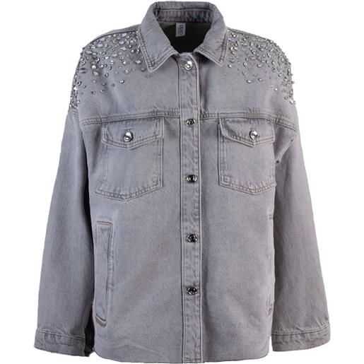 LIU JO giacca denim con cristalli - grigio