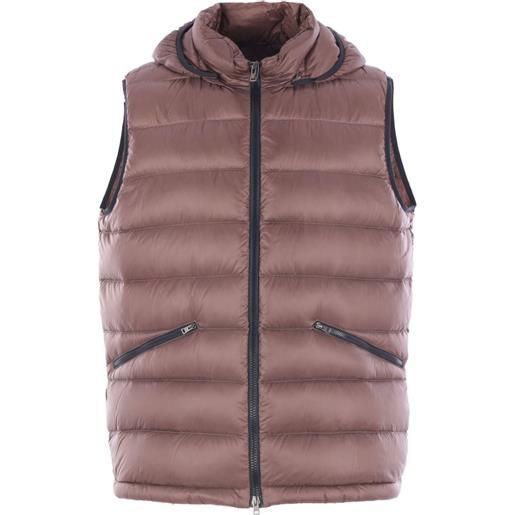 Herno gilet trapuntato con cappuccio - marrone