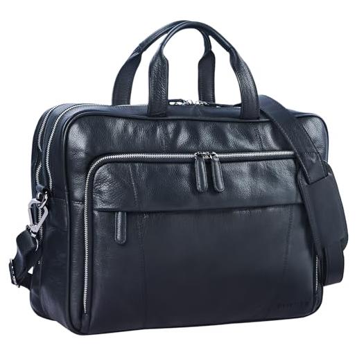 STILORD 'jaron' borsa lavoro uomo in vera pelle portadocumenti vintage borsa porta computer 15,6 pollici cartella ventiquattrore con tracolla, colore: nero