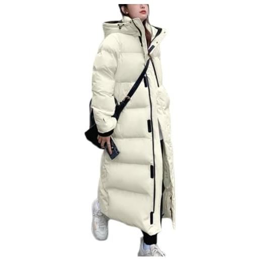 Goolecrimp donna giacca invernale moda casual lungo inverno caldo con cappuccio piumino sottile elegante ufficio business lungo all'aperto cerniera piumino (nero, l)