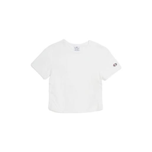 Champion legacy minimalist resort w-crop slim s/s crewneck t-shirt, bianco, l donna