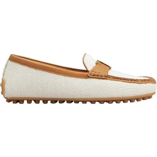 Tod's mocassino Tod's in tessuto misto cotone e lino bianco