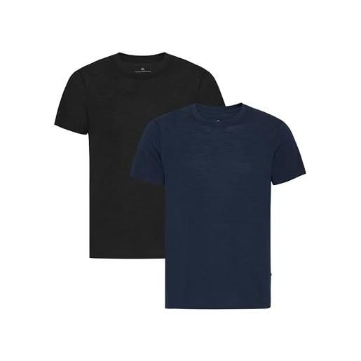 DANISH ENDURANCE maglia termica uomo in 100% lana merino, maglietta t-shirt maniche corte, 1 o 2 paia, verde scuro, xl