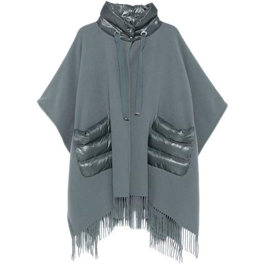 Herno poncho con frange - blu