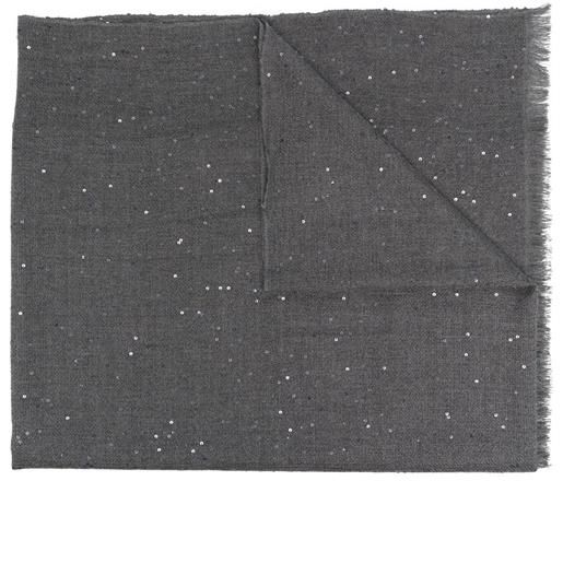 Brunello Cucinelli sciarpa con paillettes - grigio