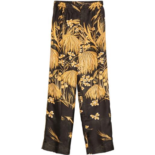 F.R.S For Restless Sleepers pantaloni in seta a fiori - nero