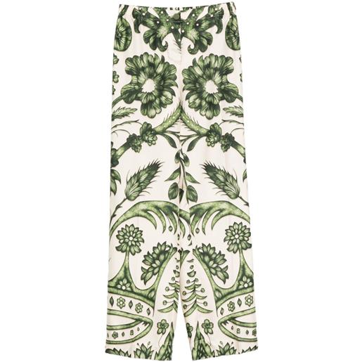 F.R.S For Restless Sleepers pantaloni in seta a fiori - verde