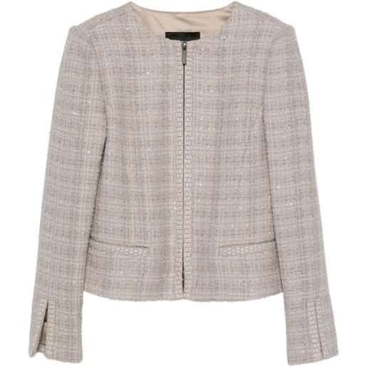 Emporio Armani giacca in tweed con paillettes - grigio