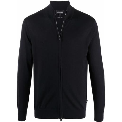 Emporio Armani cardigan in lana vergine con zip - blu