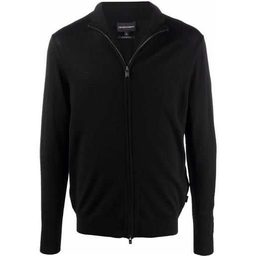 Emporio Armani cardigan in lana vergine con zip - nero