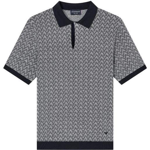 Emporio Armani polo con motivo chevron - blu