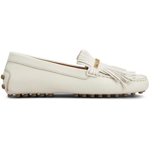 Tod's mocassini con frange in pelle - bianco
