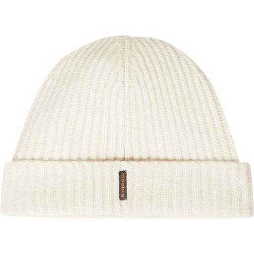 Moorer berretto a coste in cashmere - bianco