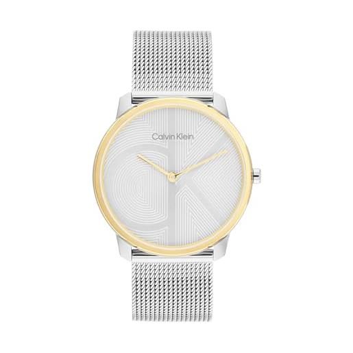 Calvin Klein orologio con movimento al quarzo a due lancette da donna collezione ck iconic con cinturino in maglia metallica in acciaio inossidabile argentato - 25300014