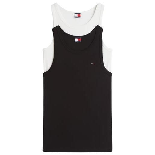 Tommy Jeans tjm xslim 2pck rib tank ext dm0dm20769, t-shirt, uomo, multicolore (ecru/black), l