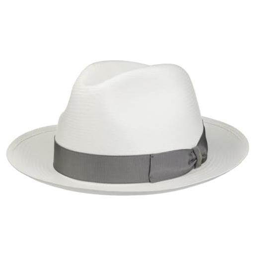LIERYS Cappello Panama Jennes Fedora Donna/Uomo - Made In Ecuador Di Paglia Estivo Con Nastro Grosgrain, Grosgrain Estate Primavera/Estate - S (55-56 Cm) Natura