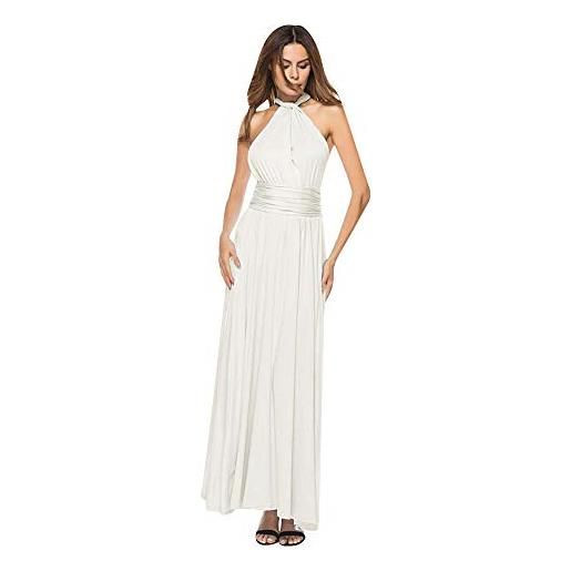 Millya UK milla - maxi abito da damigella d'onore transformer infinity, multi-direzione, fasciatura avvolgente, bianco, 46-50