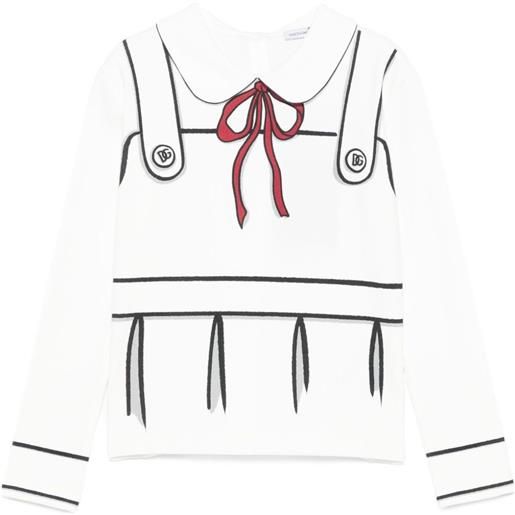 Dolce & Gabbana Kids blusa con stampa trompe l'oeil - bianco