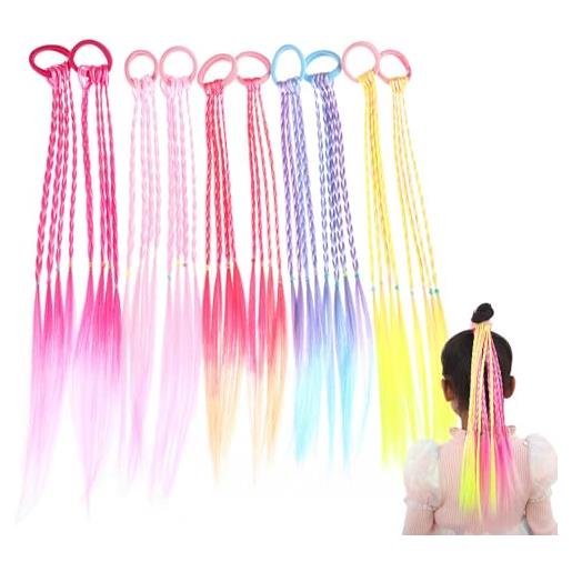 BRDXOOL 10 pezzi set di fasci di capelli colorati per bambini - parrucche intrecciate alla moda per ragazze, accessorio per capelli multicolore (5 colori)