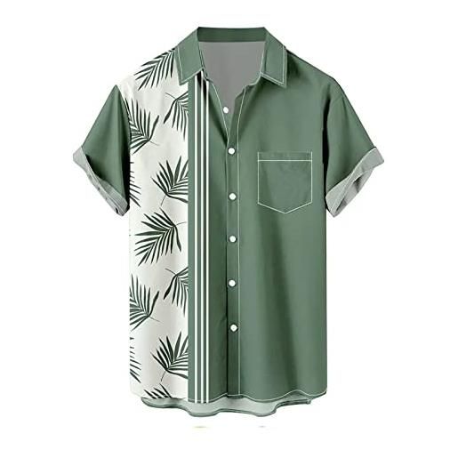 RED BRIDGE Camicia Uomo In Lino E Cotone - Manica Lunga, Taglio Tunik-Straight, Colletto Coreano, Regular Fit, Modello M5038