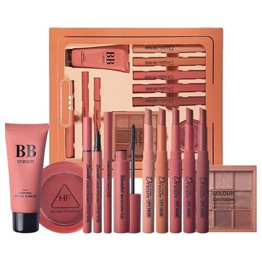 Clawrex all in one make up set set da 11 trucco coreano, set regalo trucco per donne ragazze, set trucco include rossetto, eyeliner, bb cream, rouge e mascara, regalo perfetto
