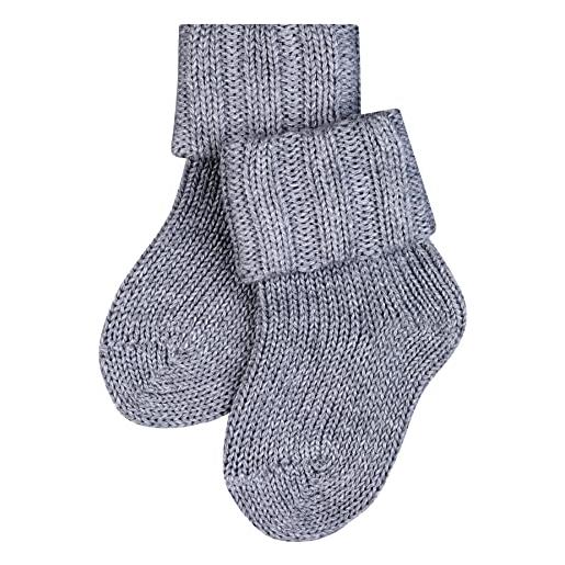 FALKE flausch b so lana cotone tinta unita 1 paio, calzini unisex - bimbi 0-24, grigio (light grey 3400), 80-92