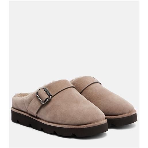 Brunello Cucinelli slippers in suede di monili