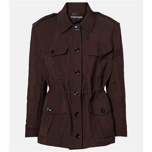 Tom Ford giacca in twill con pelle