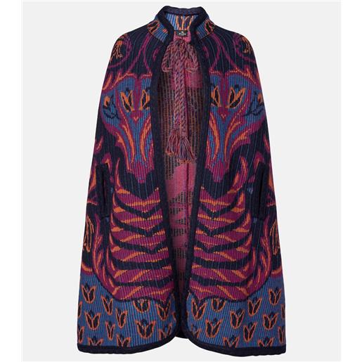 Etro mantella in jacquard di misto lana