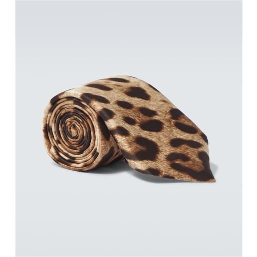 Dolce&Gabbana cravatta in twill di seta con stampa animalier