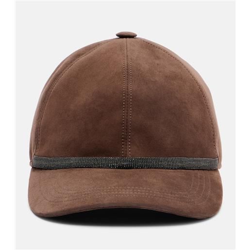 Brunello Cucinelli cappello da baseball di monili in suede