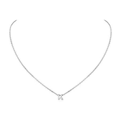 EVER FAITH Collana Argento 925 Con Ciondolo Lettera Alfabetica In Zirconia - Regolabile, Idea Regalo - 2