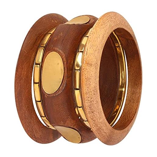 Bracciale Indiano Touchstone - Design Bollywood Floreale, In Ottone Placcato Oro/rame | Senza Chiusura, Regolabile Per Donne - Foto 7