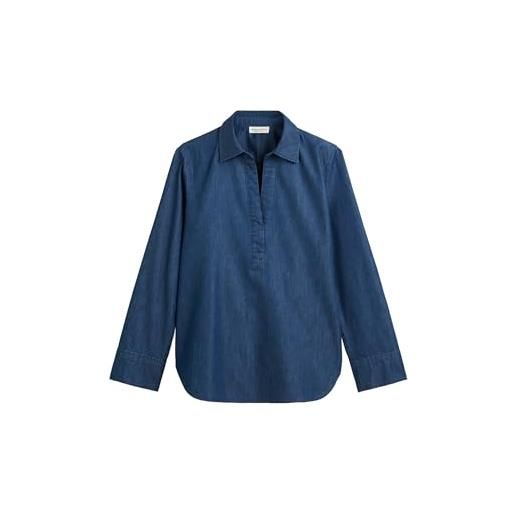 Marc O'Polo marc oߴpolo donna blusa con scollo a v regular fit, blu (deep mid blue wash), 44