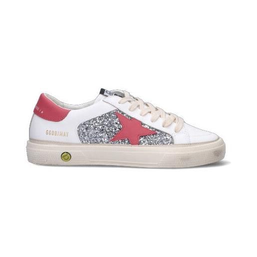GOLDEN GOOSE - may with double quarter sneaker bimbo bianca/rossa in pelle