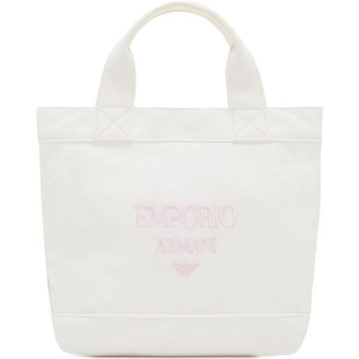 Emporio Armani Kids borsa tote lou con logo ricamato - toni neutri