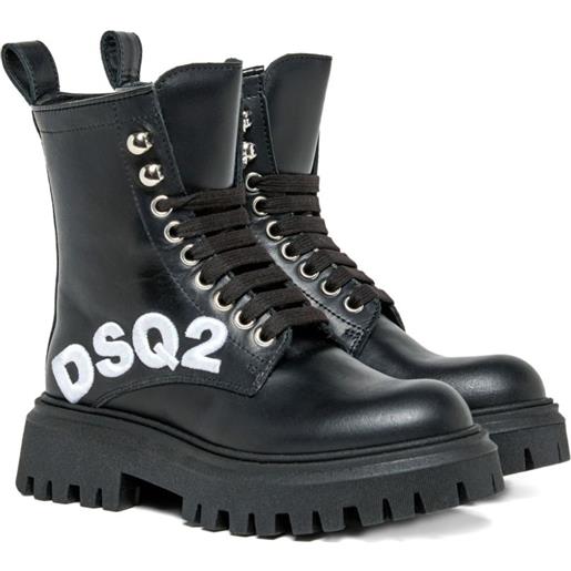 DSQUARED2 KIDS stivaletti platform stringati - nero